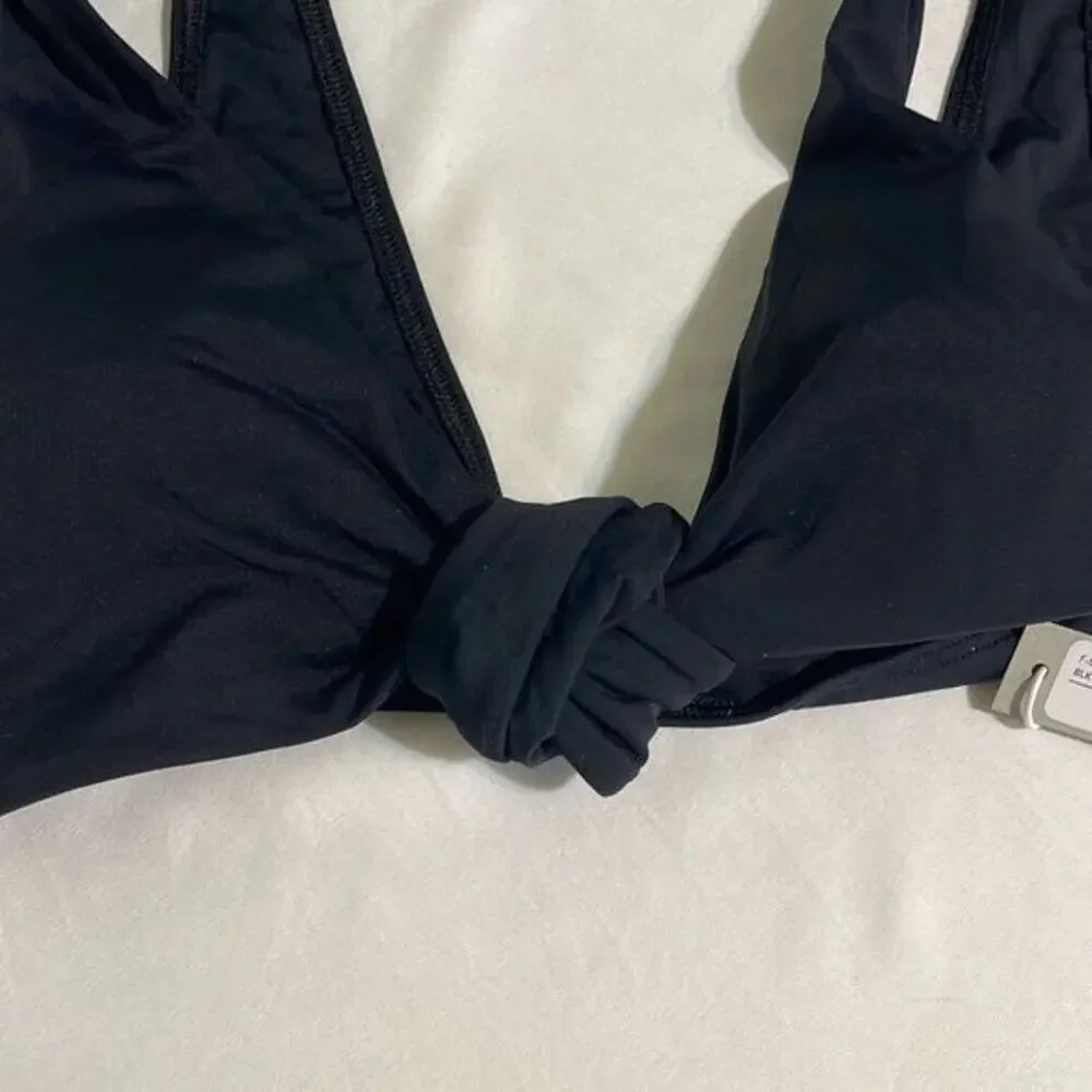 Everlane Tie Front Bikini Top XS Black NWT Sustainable Swimwear Beach Resort